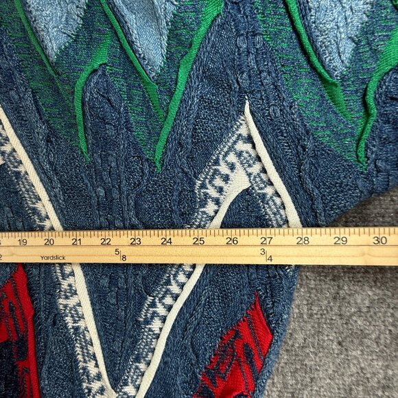 COOGI Blues Australia Sweater Heavyweight Blue Green Geometric Large Cotton REAL - Picture 8 of 16